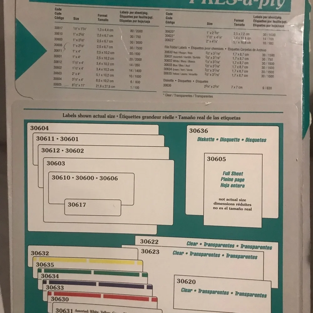 Avery Pres-a-ply 30600 Original White Laser Label 2-5/8”X 1”,10/sheet,1000/pk